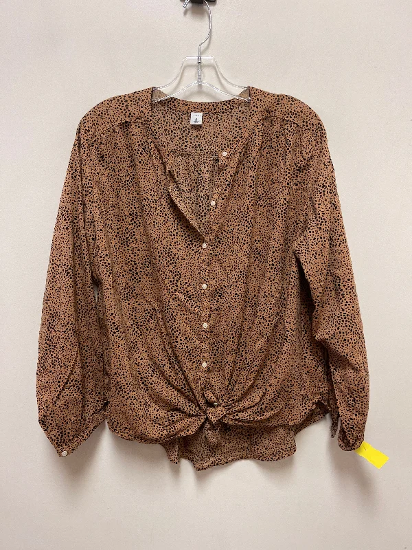 cropped women's topsTop Long Sleeve By Old Navy In Animal Print, Size: M