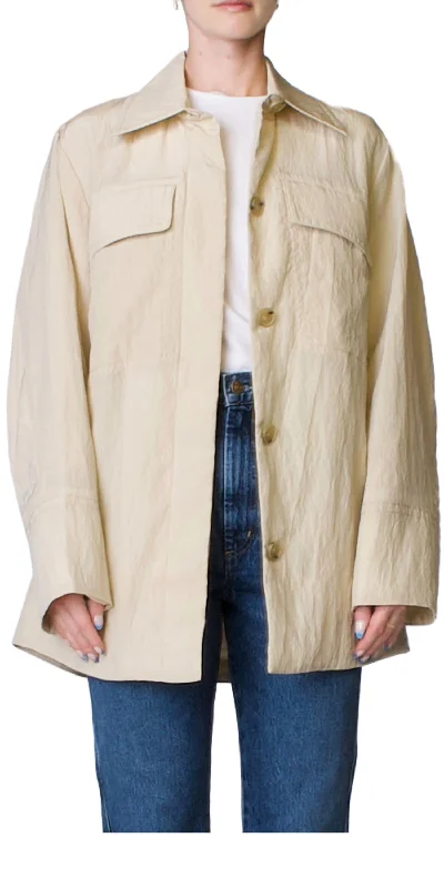 women's duffle coatsPadded Shirt Jacket In Pale Fawn