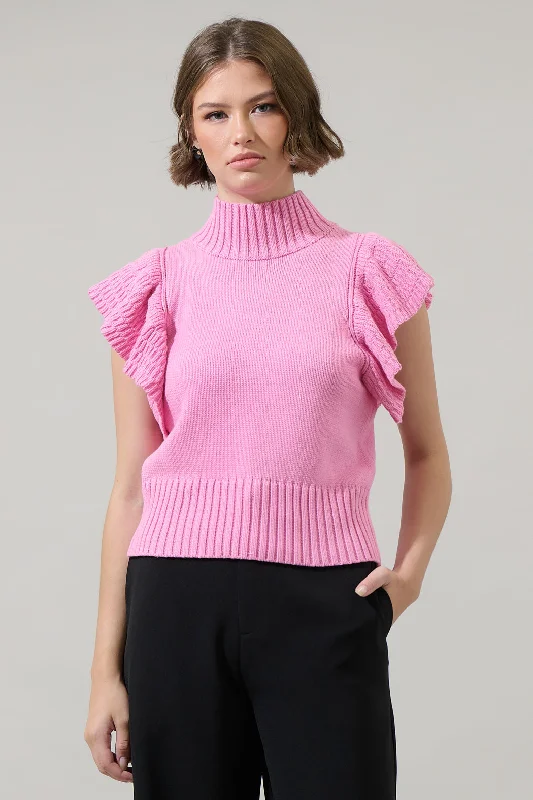 women's tops for layeringDiantha Ruffled Cropped Sweater Top