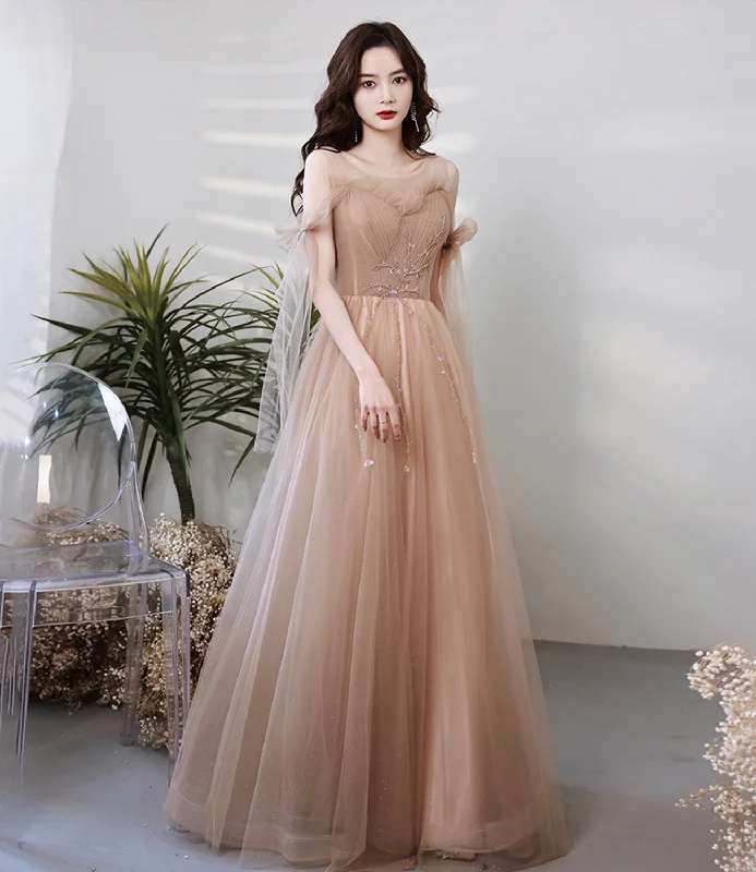 Silk DressCute tulle long A line prom dress evening dress  8667