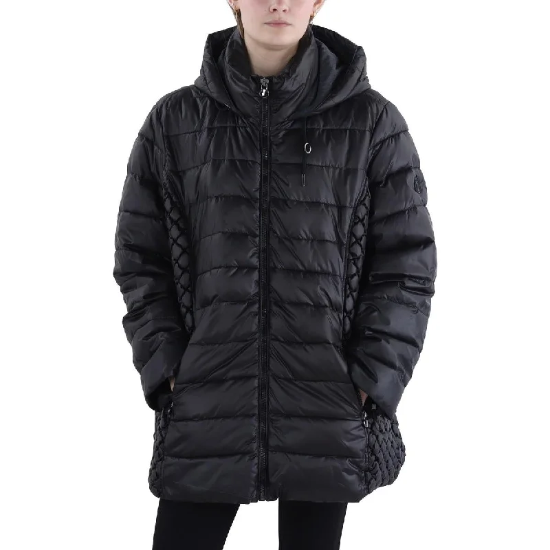 women's coats with velvet finishesPlus Womens Quilted Hooded Puffer Jacket