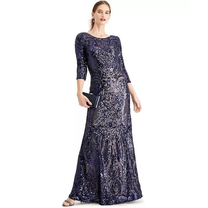 Custom DressAlex Evenings Women's Sequined Mermaid Gown Purple Size 4