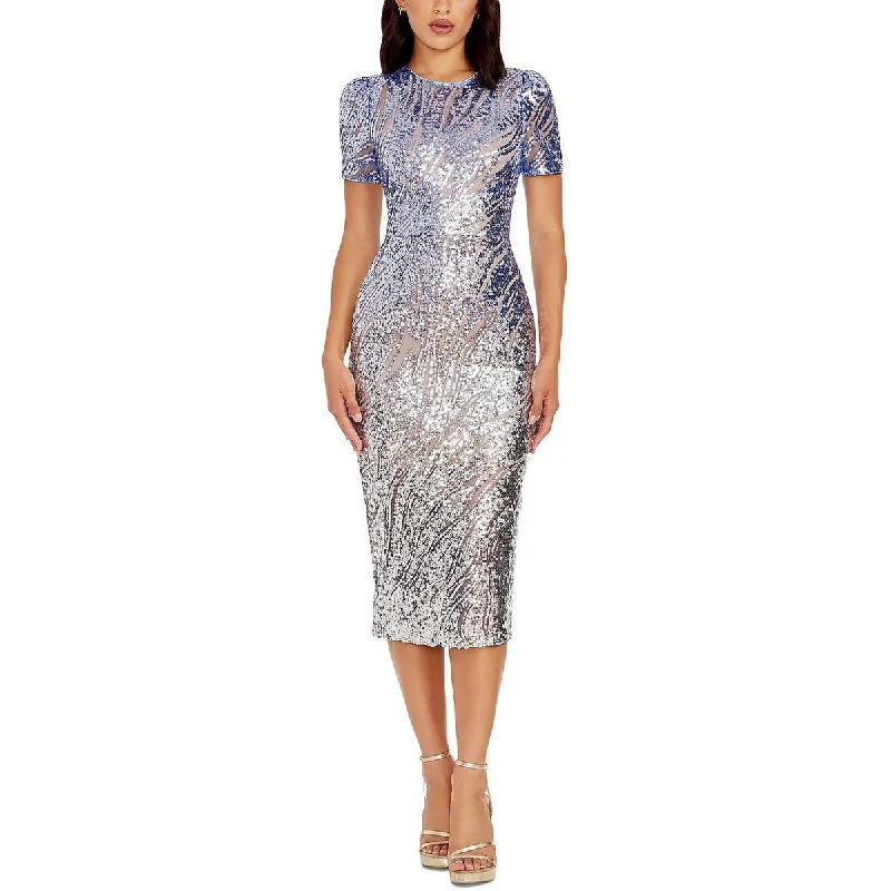 Designer DressDress The Population Womens Sequined Midi Cocktail And Party Dress