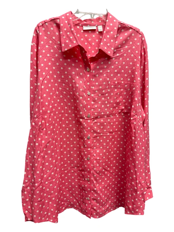 women's tops for those who seek both style and comfortTop Long Sleeve By Susan Graver In Pink, Size: 2x