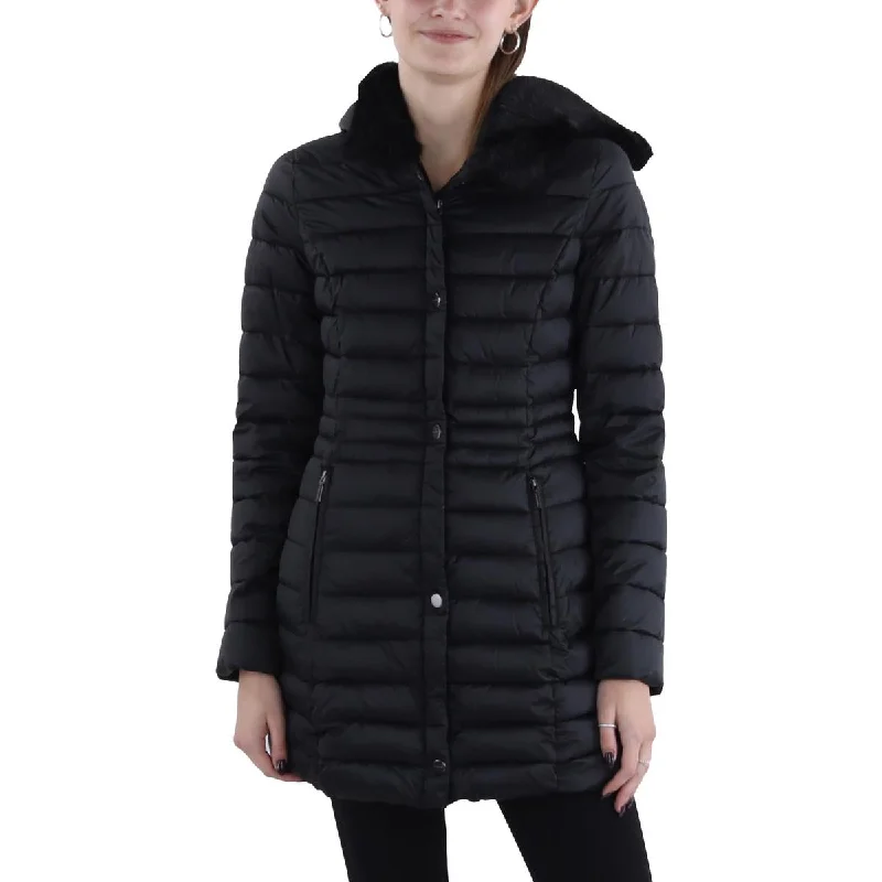 women's coats with fur collarsWomens Hooded Long Puffer Jacket