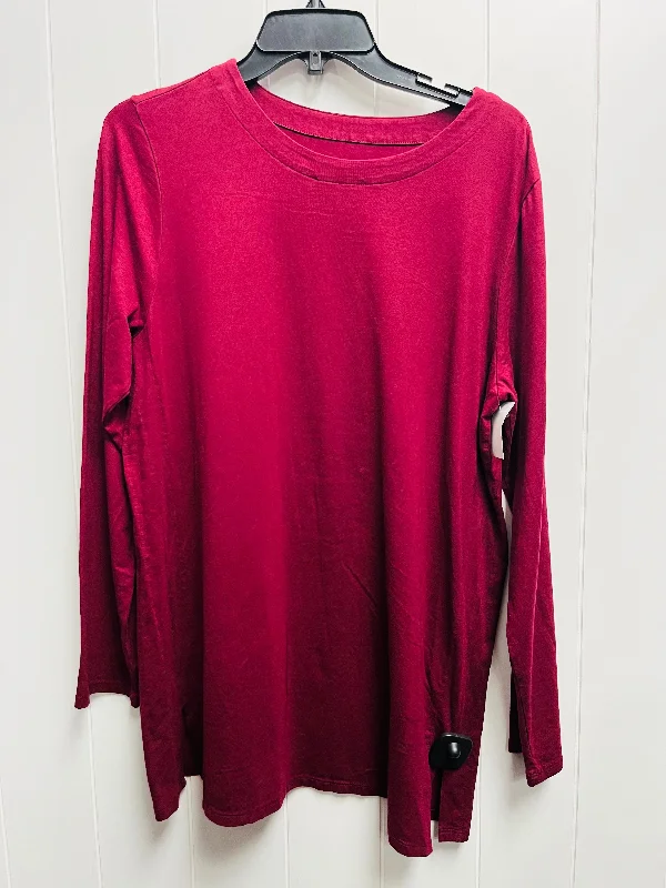 women's tops with beading accentsTop Long Sleeve Basic By J. Jill In Red, Size: L