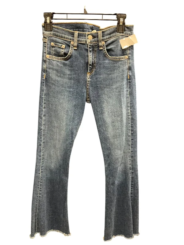 women's denim jeans with buttonsJeans Flared By Rag & Bones Jeans In Blue Denim, Size: 4