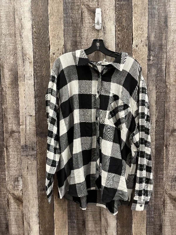 women's tops with sheer overlaysTop Long Sleeve By Maurices In Plaid Pattern, Size: 3x