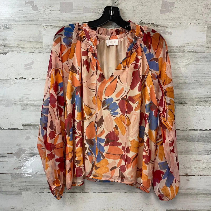 women's tops with flutter sleevesTop Long Sleeve By Fate In Peach, Size: S