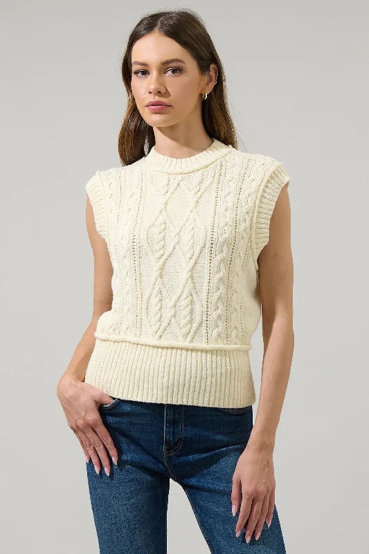 women's tops for those who want to stay on top of the latest fashion trends and wear pieces that are both stylish and on-trendLoreli Cable Knit Sweater Vest Top