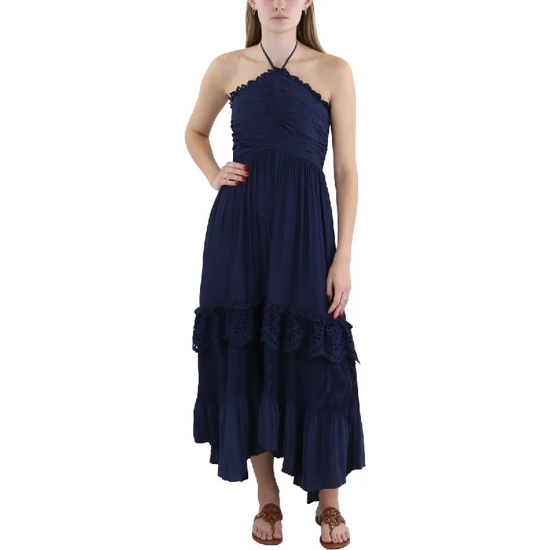 Party DressRamy Brook Womens Midi Pleated Halter Dress