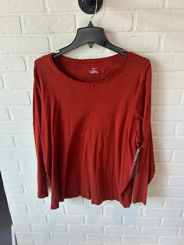 women's tops for those who want to wear versatile pieces that can be dressed up or downTop Long Sleeve Basic By Croft And Barrow In Orange, Size: 2x