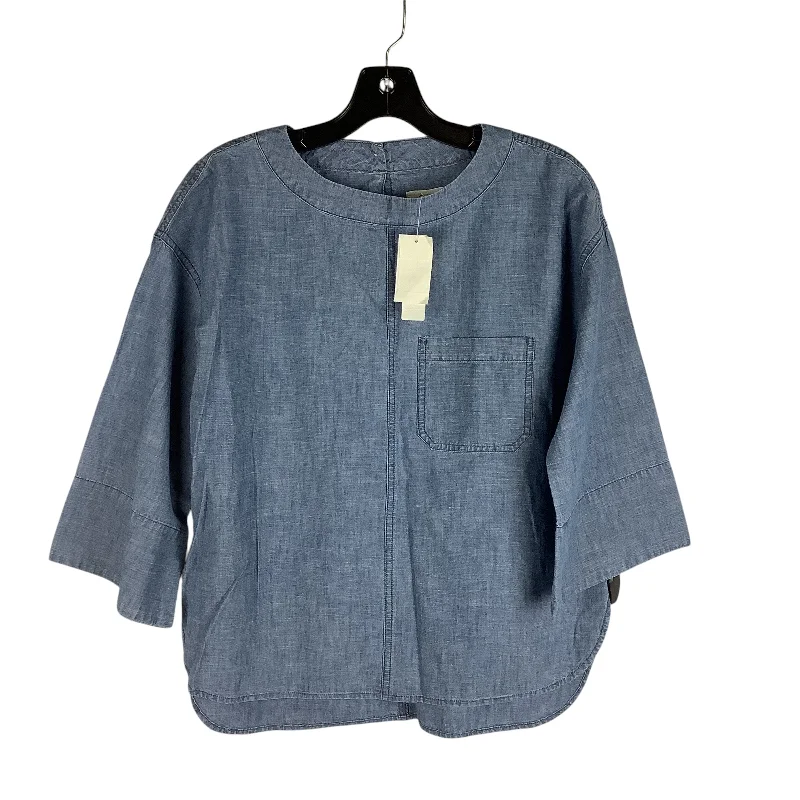 women's tops with ruffled hemsTop Long Sleeve By J. Crew In Blue Denim, Size: S