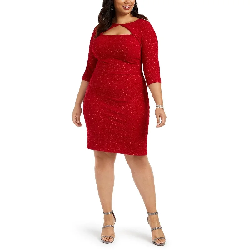 women's high-end dressesAlex Evenings Women's Plus Size Cutout Sheath Dress Red Size Small Petite - 16 Plus