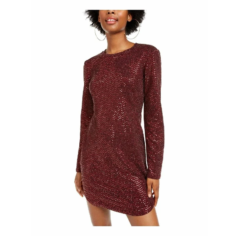 Elegant DressB Darlin Juniors' Sequined Bodycon Dress Burgundy Size Large