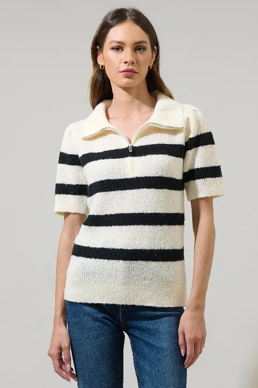 women's tops for those who believe in expressing their individuality through fashionElinor Striped Short Sleeve Sweater Top