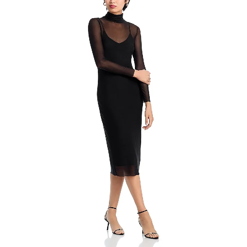 women's velvet dressesSteve Madden Womens Vivienne Turtleneck Midi Cocktail And Party Dress