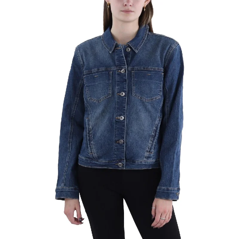 women's coats for apple-shaped bodiesWomens Trucker Utility Denim Jacket