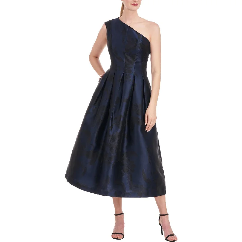 women's flutter-sleeved dressesKay Unger New York Womens Carlan Metallic Midi Cocktail And Party Dress