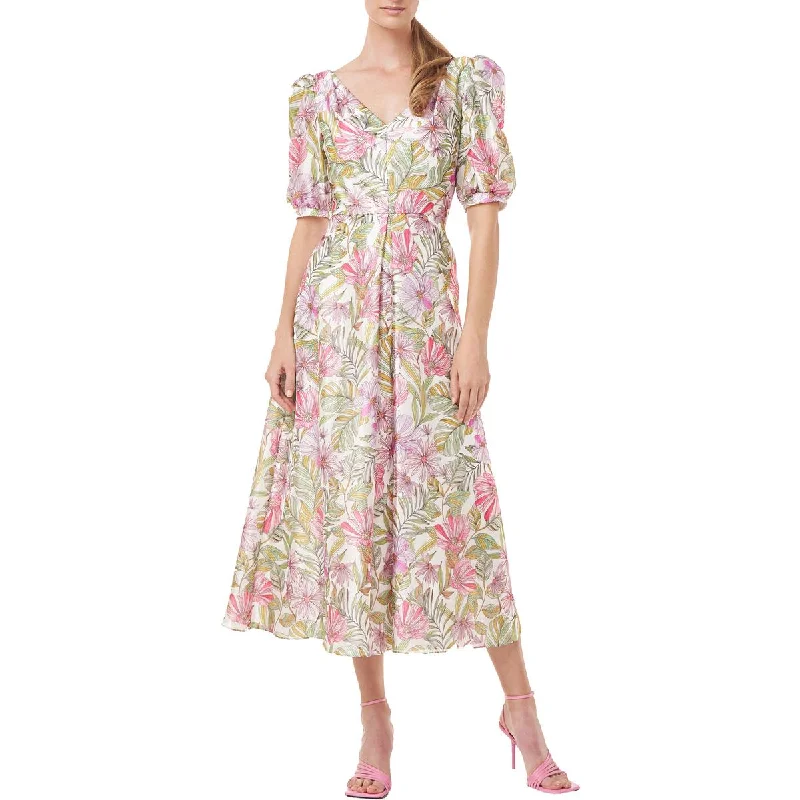 women's club dressesKay Unger New York Womens Puff Sleeve Midi Cocktail And Party Dress