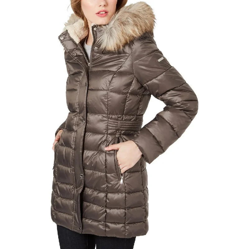 women's coats with Victorian-era influencesWomens Faux Fur Hooded Puffer Jacket