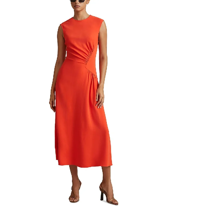 women's ruffle dressesReiss Womens Ruched Sleeveless Midi Dress