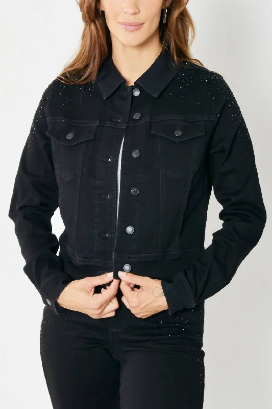 women's coats for rainy weatherRhinestone Jacket In Black