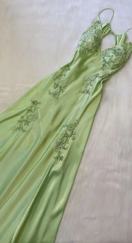 women's lace dressesGreen/pink/purple V-neck exquisite embroidery long satin ball gown evening dress gh2939