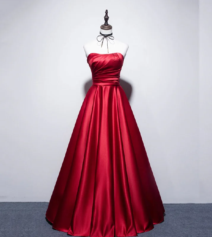 women's ball gown dressesSimple satin long prom dress A line evening dress  8546