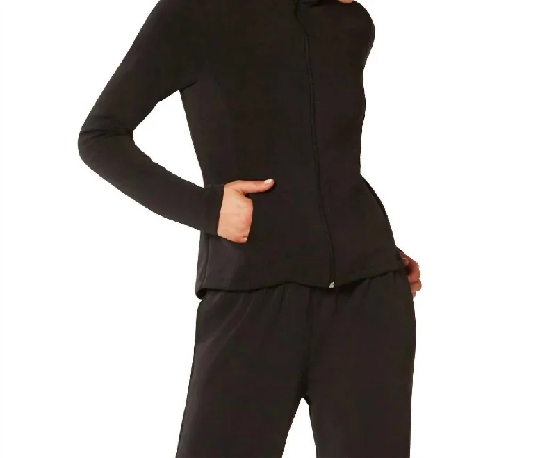 women's coats with adjustable sleevesSleek Jacket In Black