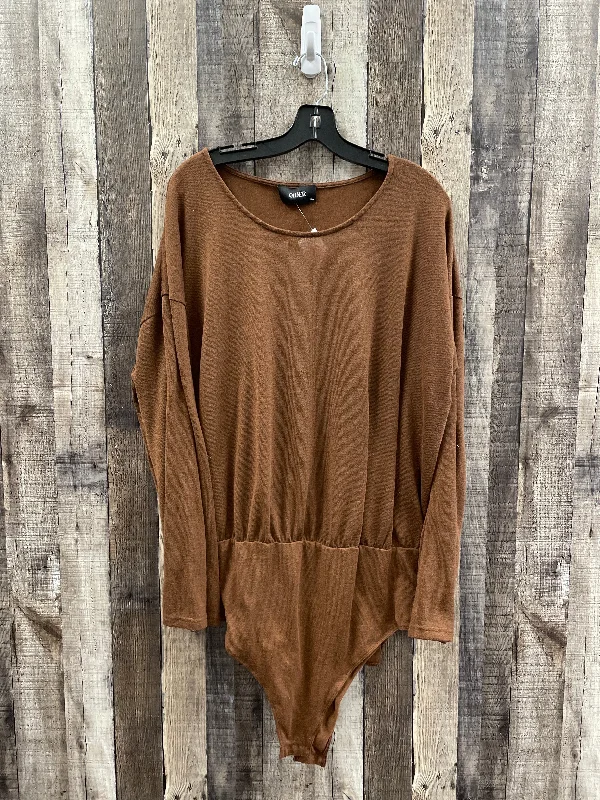 women's tops with sheer overlaysTop Long Sleeve By Cme In Brown, Size: 2x