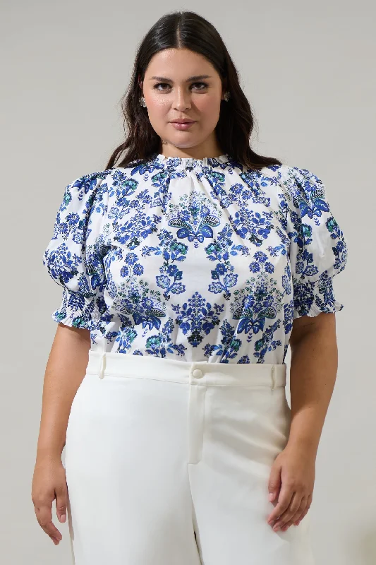 women's tops for those who want to add a personal touch to their wardrobe with unique and one-of-a-kind piecesViara Floral Baretta Short Sleeve Blouse Curve