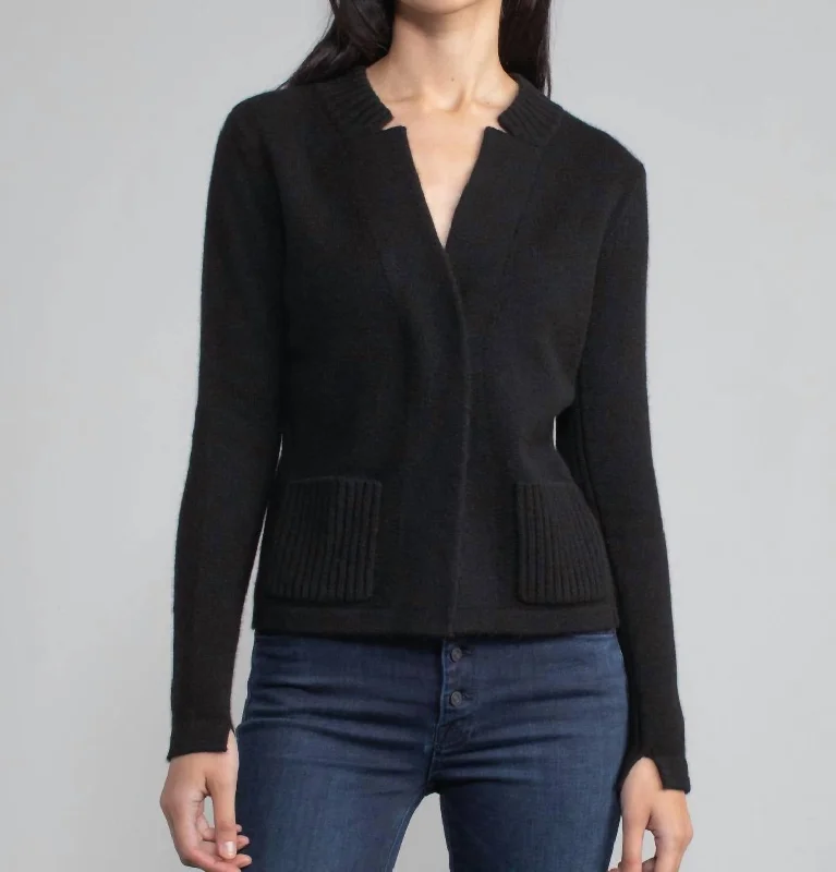 women's bomber jackets and coatsStretchy Cashmere Jacket In Black