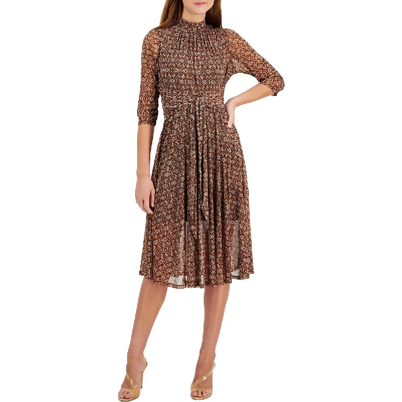 women's glam dressesSignature By Robbie Bee Womens Petites Mock Neck Midi Midi Dress