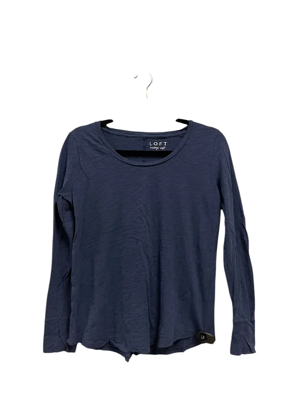 women's tops with ruffled hemsTop Long Sleeve By Loft In Blue, Size: M