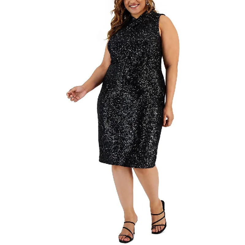 women's evening dressesRachel Rachel Roy Womens Plus Sequined Midi Cocktail and Party Dress