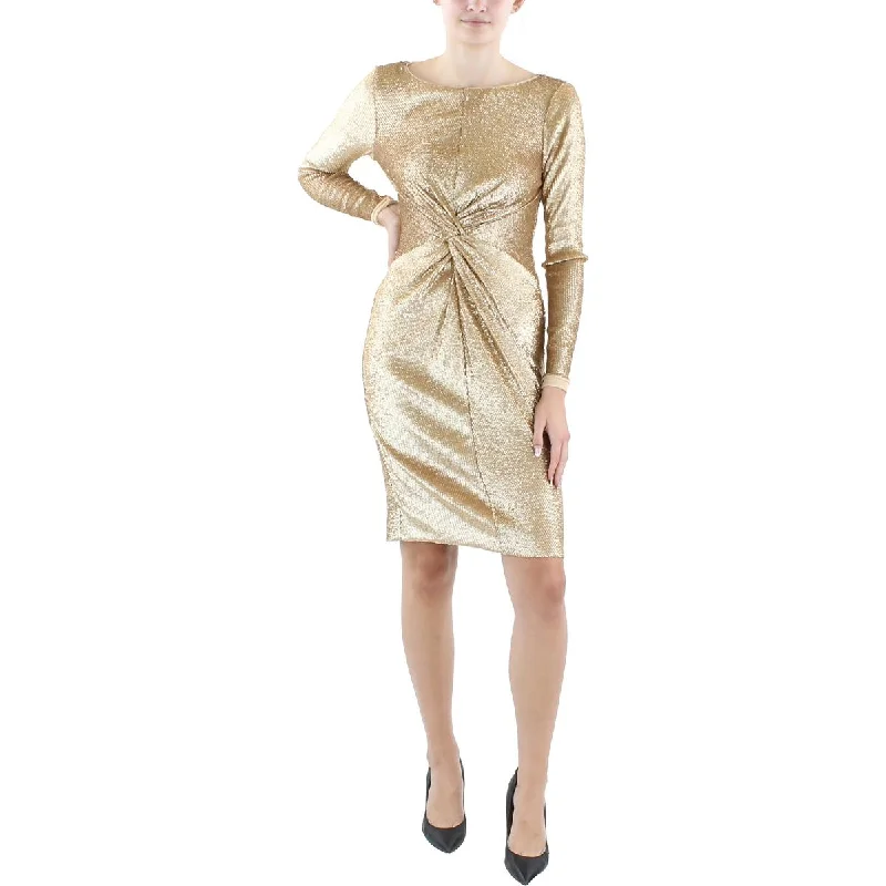 Tiered DressDonna Karan Womens Sequined Midi Cocktail And Party Dress