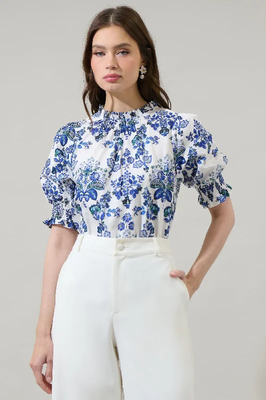 women's tops for those who want to wear pieces that are both comfortable and stylishViara Floral Baretta Short Sleeve Blouse