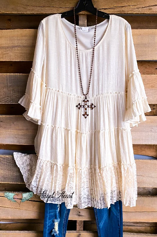 women's tops for those who want to add a touch of elegance and sophistication to their everyday wearAHB EXCLUSIVE: Like A Dream To Me Tunic - Beige