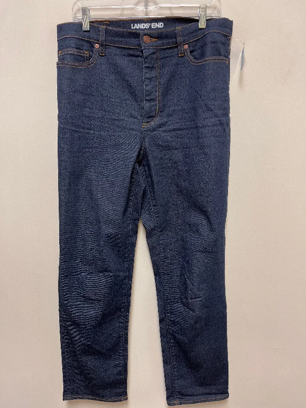 women's high-waisted denim jeansJeans Straight By Lands End In Blue Denim, Size: 12