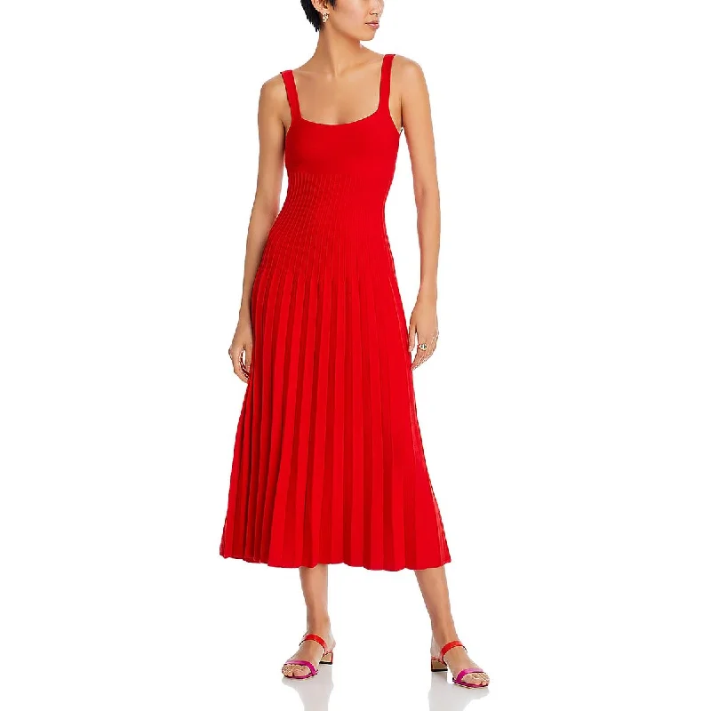 women's spaghetti strap dressesSTAUD Womens Tea Length Pleated Midi Dress