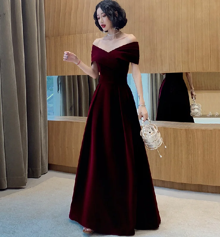 women's stylish dressesElegant velvet long prom dress evening dress  8482