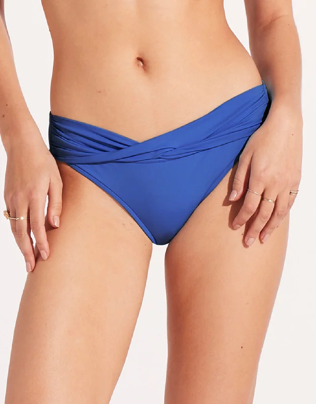 Fashionable Female SwimwearCollective Twist Band Hipster Bikini Pant - Azure