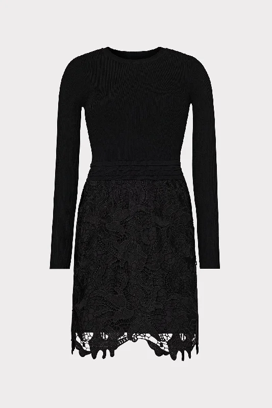 women's handmade dressesKatie Lace Combo Knit Mini Dress