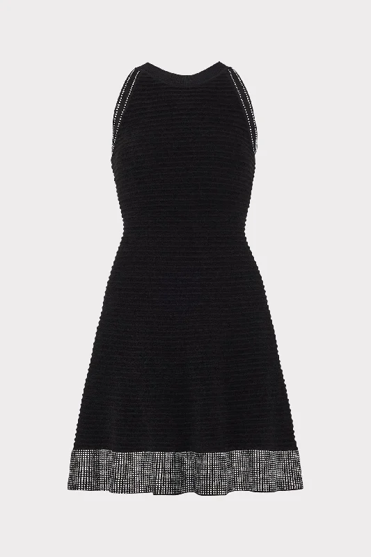 Sleeveless DressCrystal Trim Knit Mini Dress