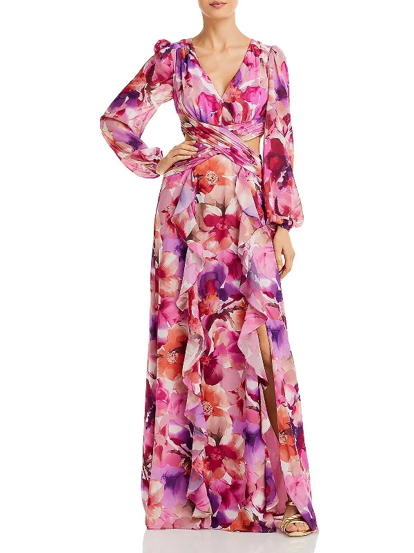 Body-Hugging DressWomens Chiffon Floral Maxi Dress