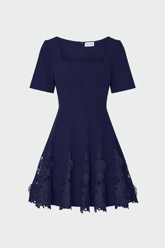 Tiered DressJoy Lace Combo Mini Godet Dress