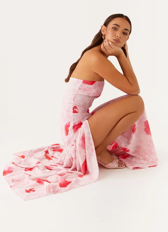 Tea-Length DressEden Strapless Maxi Dress - Rose Leopard