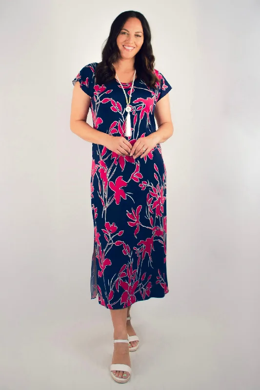 Silk DressHot Print Short Sleeve Jersey Maxi Dress