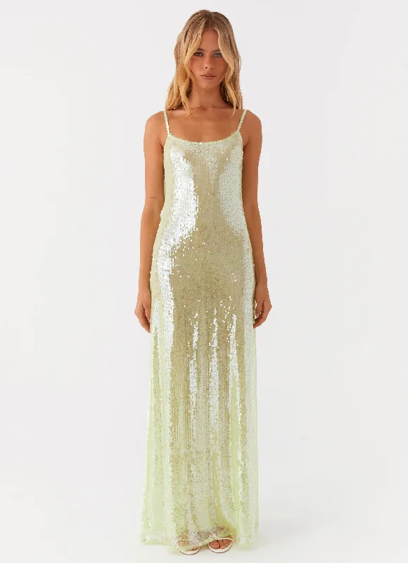 women's stylish dressesHigher Level Sequin Maxi Dress - Mint